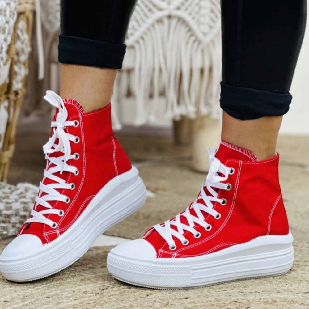 Red platform converse DUP sneakers